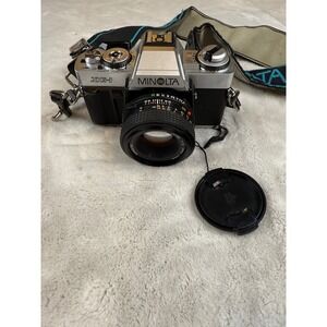 Minolta XG-1 35mm SLR Film Camera with MD 50mm f/2 Lens and Strap Silver Black